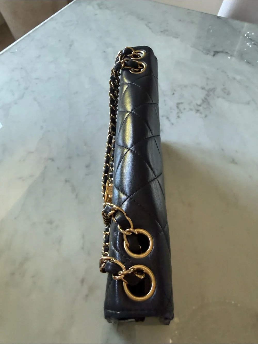 CHANEL Black Quilted Shoulder Bag with Gold Hardware